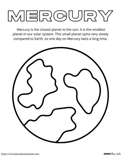 33 Solar System Planet: Mercury Coloring Page Printable 29