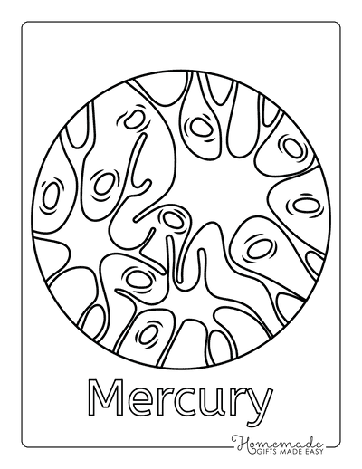 33 Solar System Planet: Mercury Coloring Page Printable 3