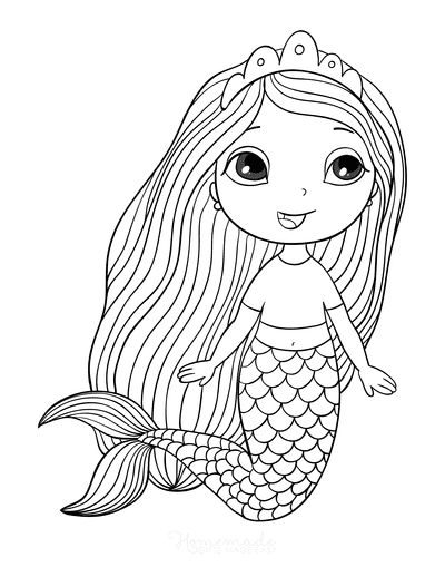 34 Cute Coloring Pages Little Mermaid Printable 12