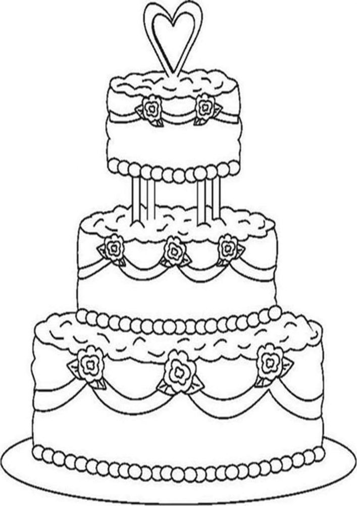 34 Delightful Wedding Cake Coloring Pages Printable 1