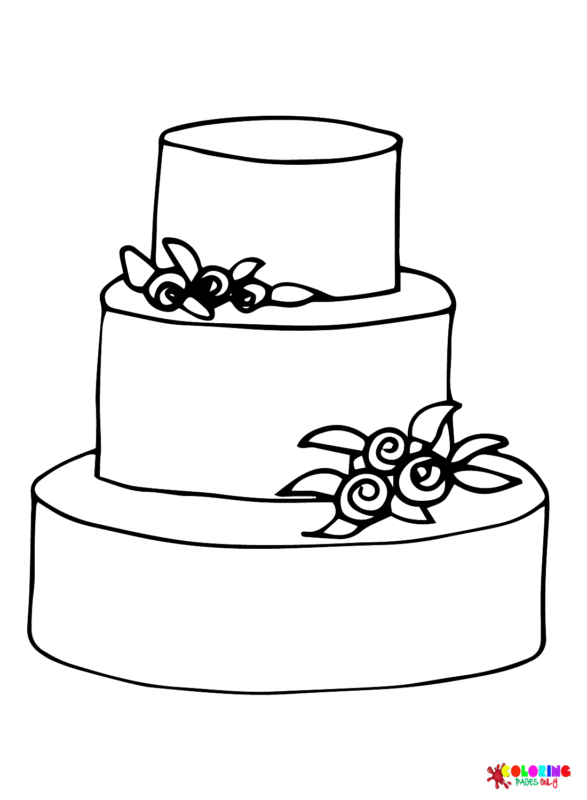 34 Delightful Wedding Cake Coloring Pages Printable 10