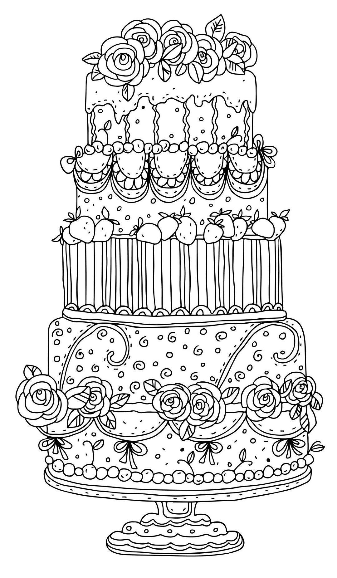 34 Delightful Wedding Cake Coloring Pages Printable 12