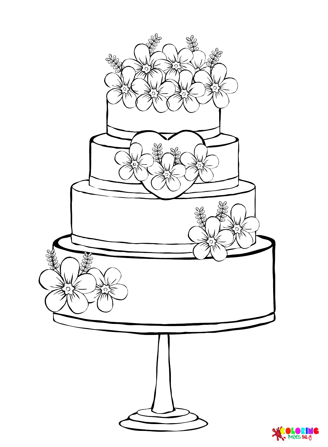 34 Delightful Wedding Cake Coloring Pages Printable 13