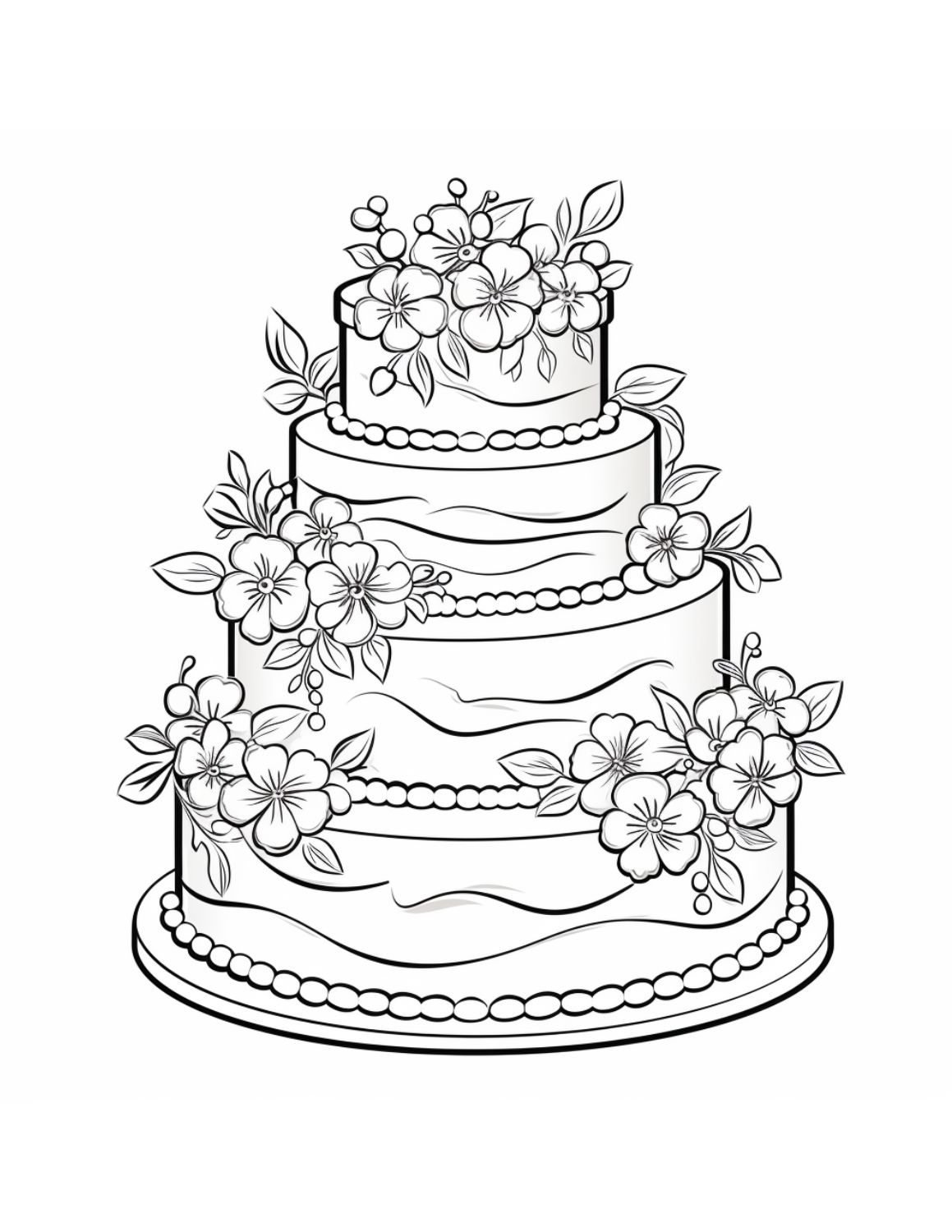 34 Delightful Wedding Cake Coloring Pages Printable 14