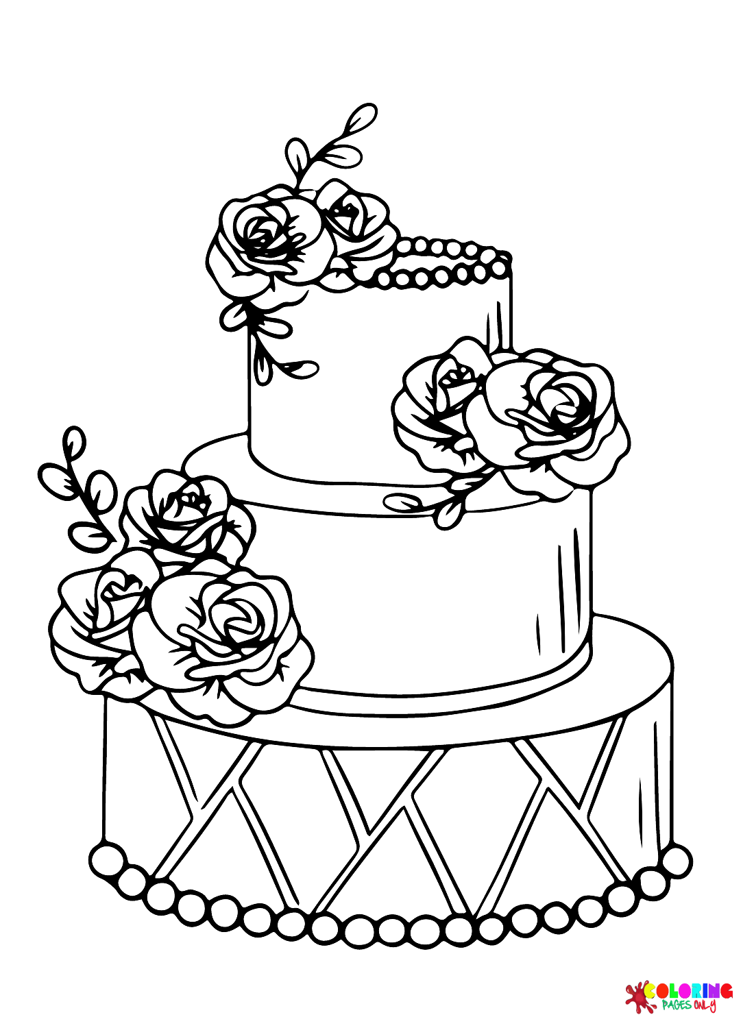 34 Delightful Wedding Cake Coloring Pages Printable 2