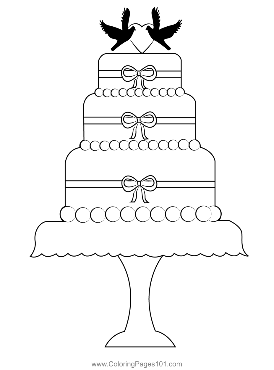 34 Delightful Wedding Cake Coloring Pages Printable 24