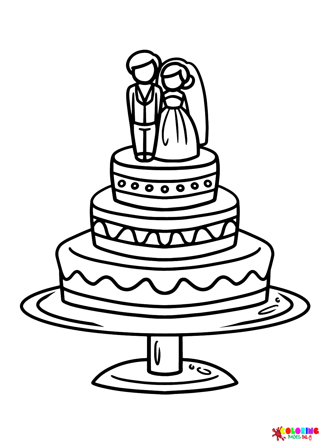 34 Delightful Wedding Cake Coloring Pages Printable 33