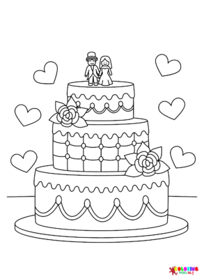 34 Delightful Wedding Cake Coloring Pages Printable 34