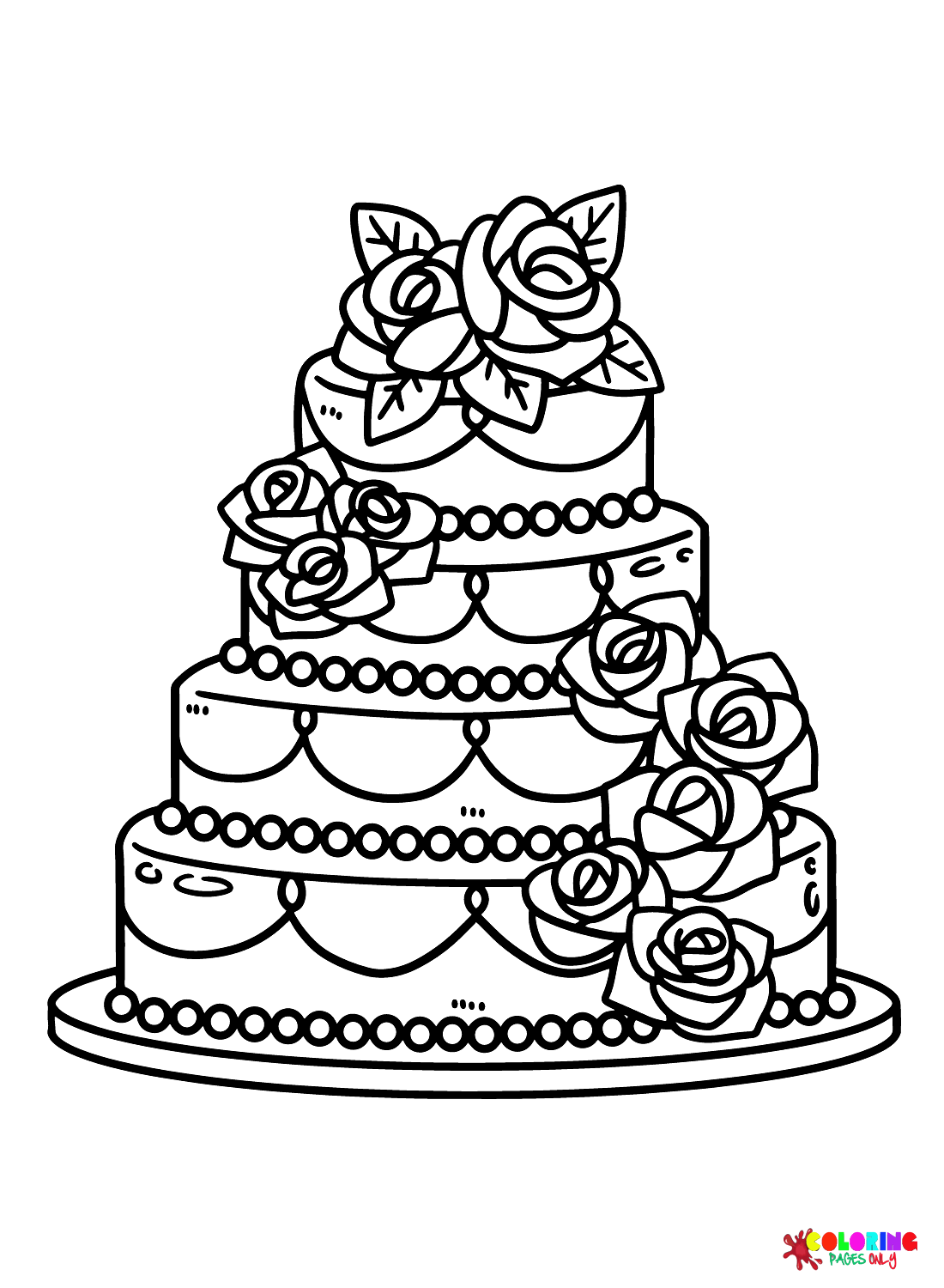 34 Delightful Wedding Cake Coloring Pages Printable 4