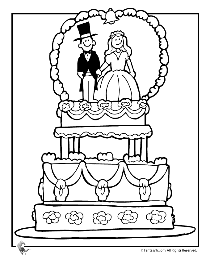 34 Delightful Wedding Cake Coloring Pages Printable 8