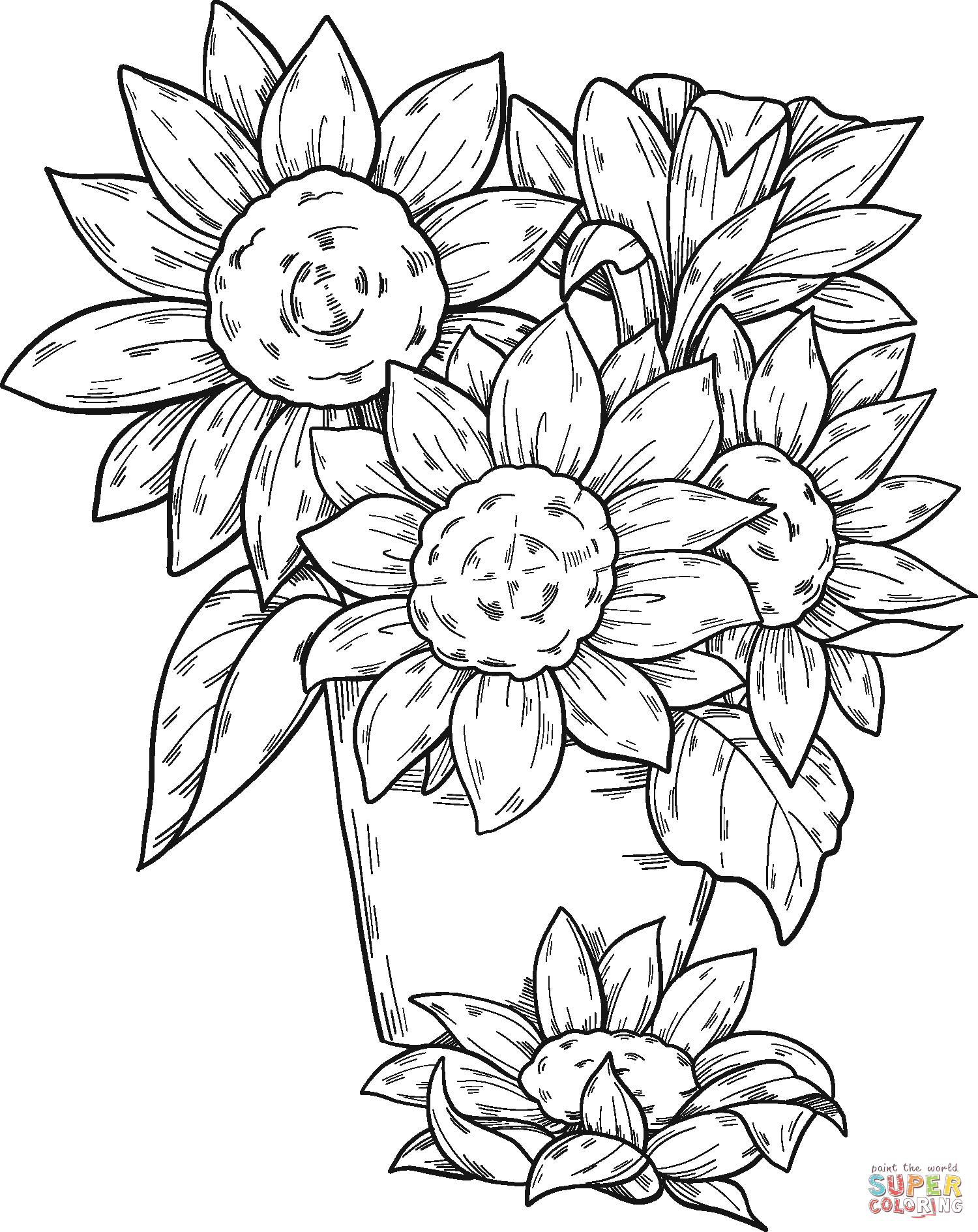 34 Sunny Sunflower Coloring Pages Printable 3