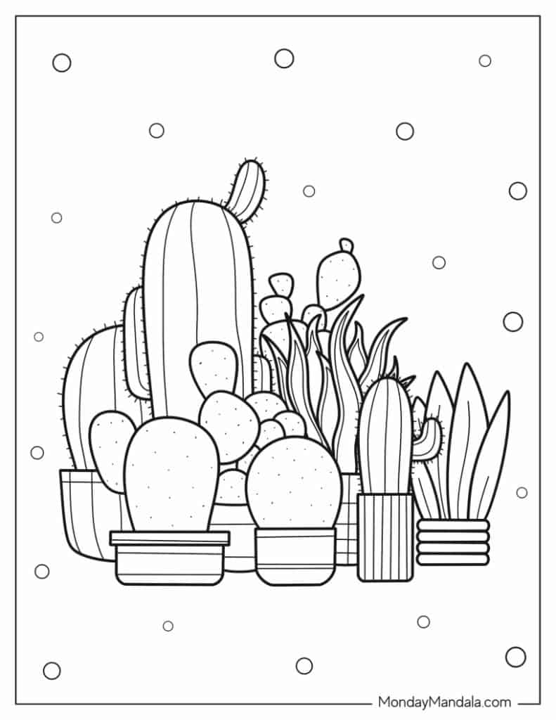 35 Cute Cactus Coloring Pages Printable 15