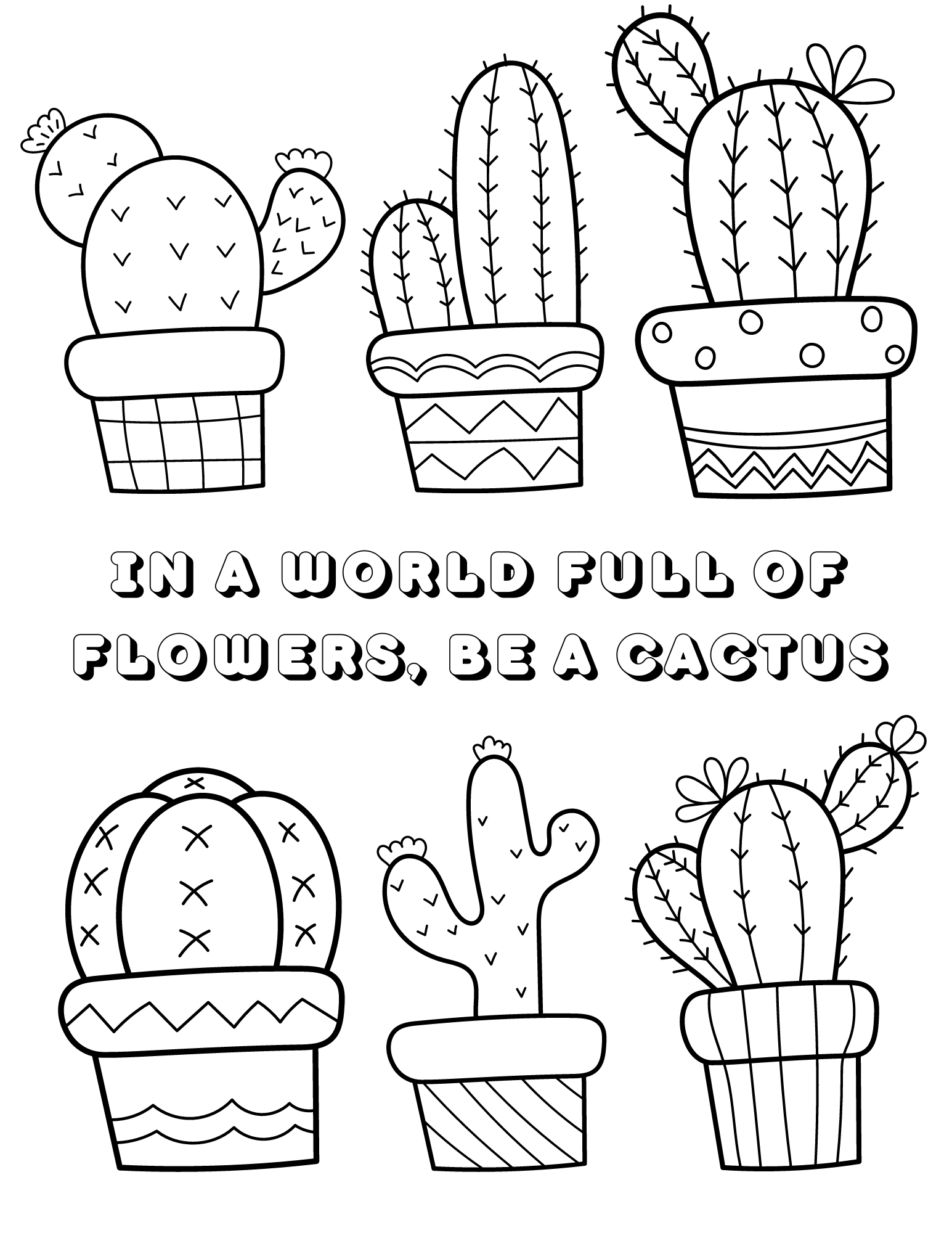 35 Cute Cactus Coloring Pages Printable 2