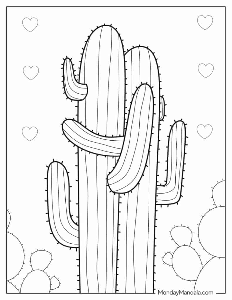 35 Cute Cactus Coloring Pages Printable 20