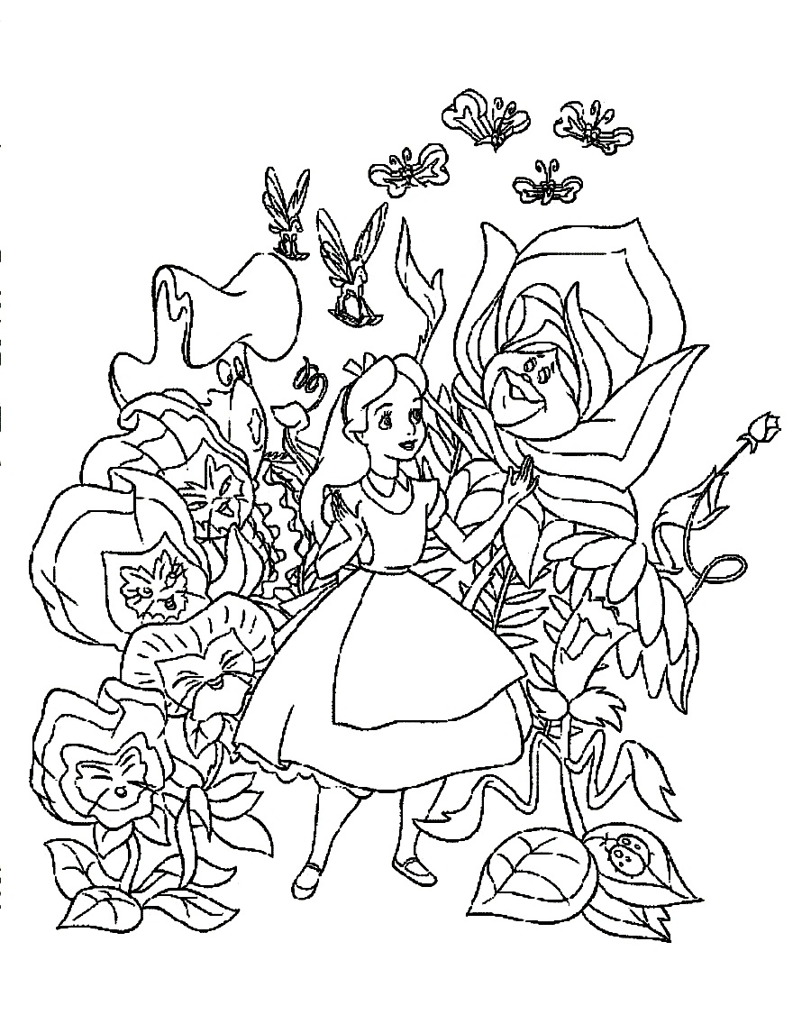 35 Magical Alice in Wonderland Coloring Pages Printable 1