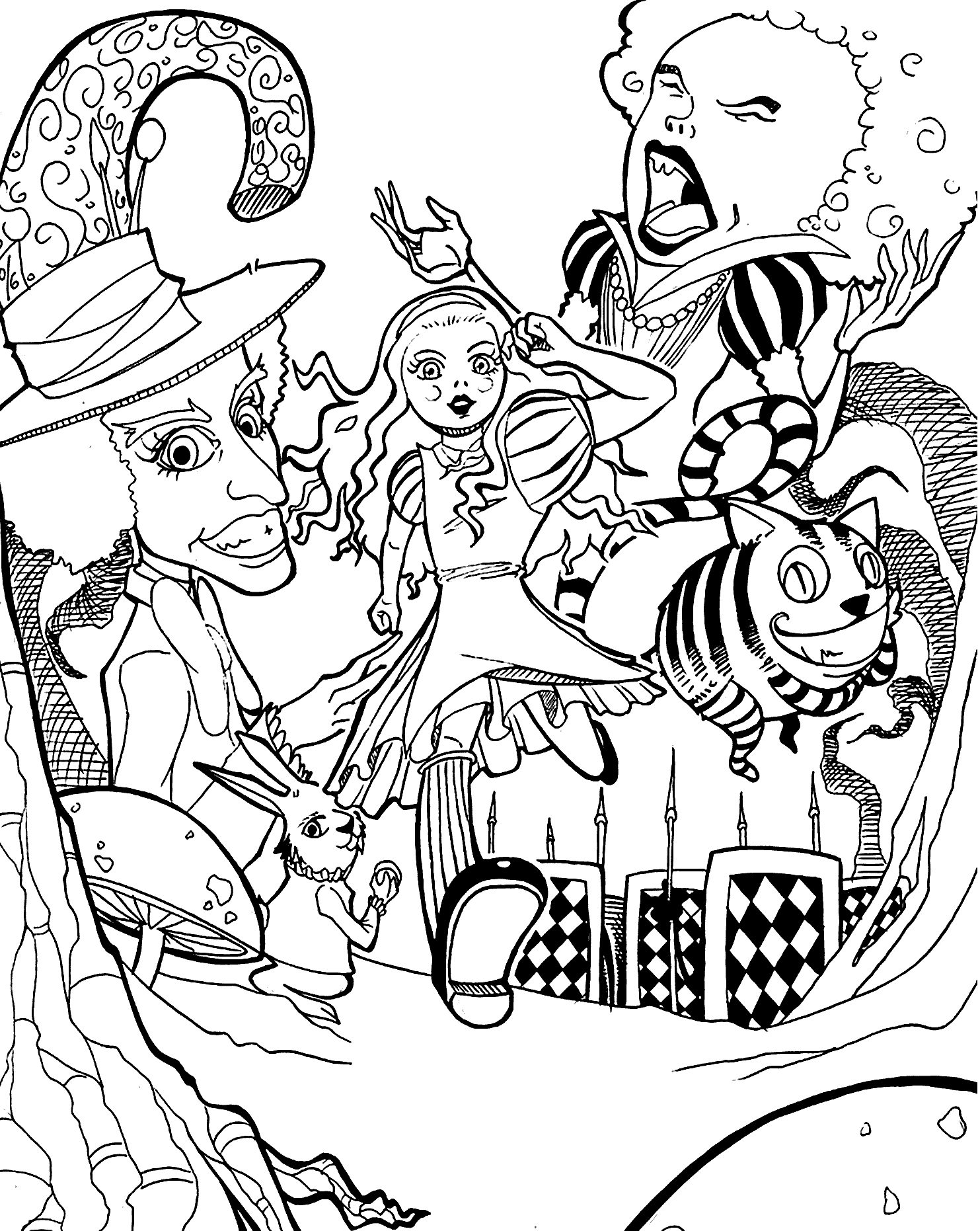 35 Magical Alice in Wonderland Coloring Pages Printable 25