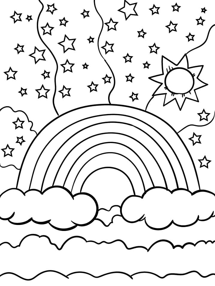 36 Vibrant Rainbow Coloring Pages Printable 8