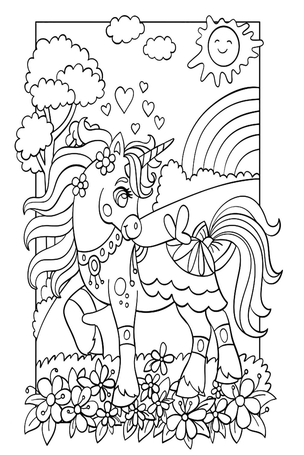 37 Beautiful Flower and Rainbow Coloring Pages Printable 15