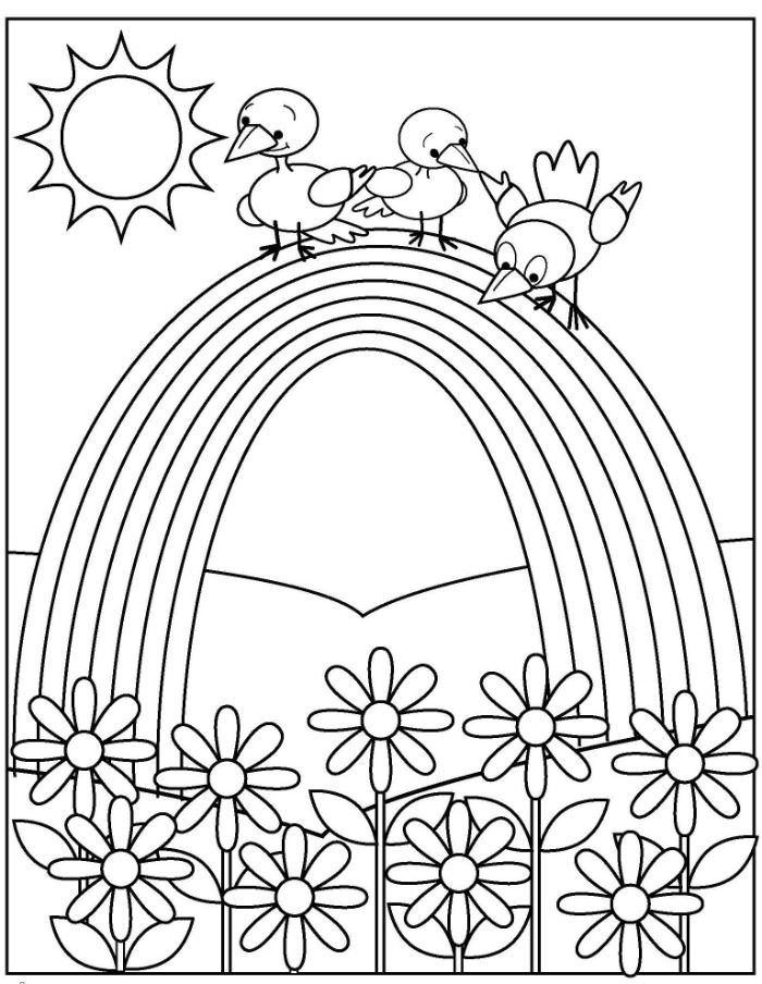 37 Beautiful Flower and Rainbow Coloring Pages Printable 2