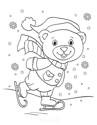 37 Winter Coloring Pages for Kids Printable 11