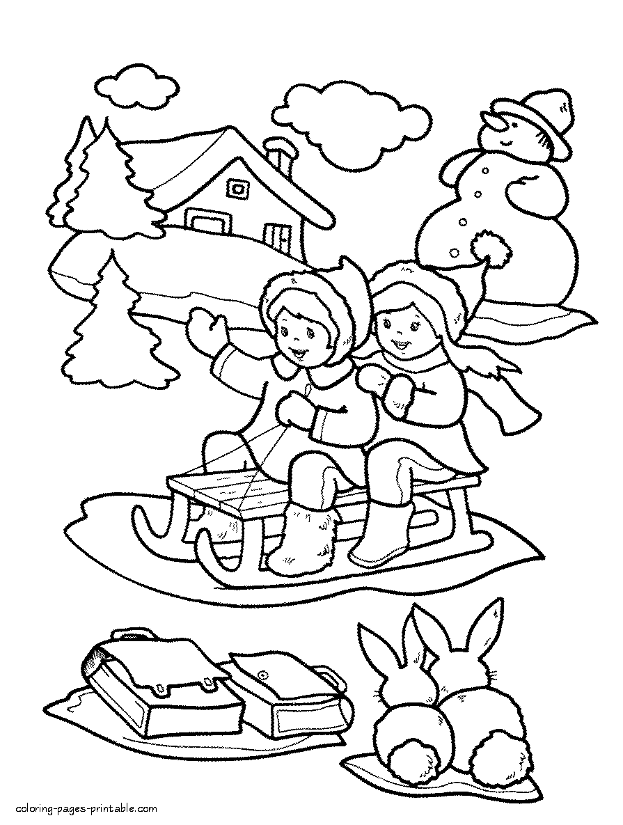 37 Winter Coloring Pages for Kids Printable 6