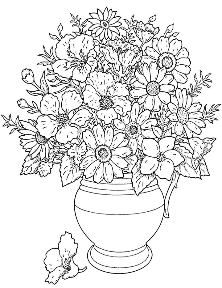 38 Flower Pot Coloring Pages Printable 13