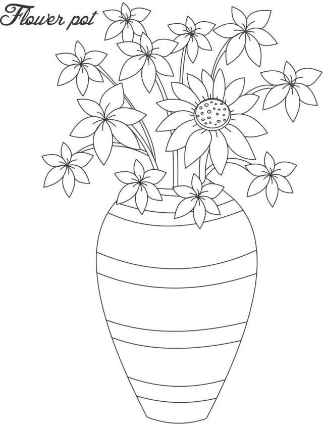 38 Flower Pot Coloring Pages Printable 14