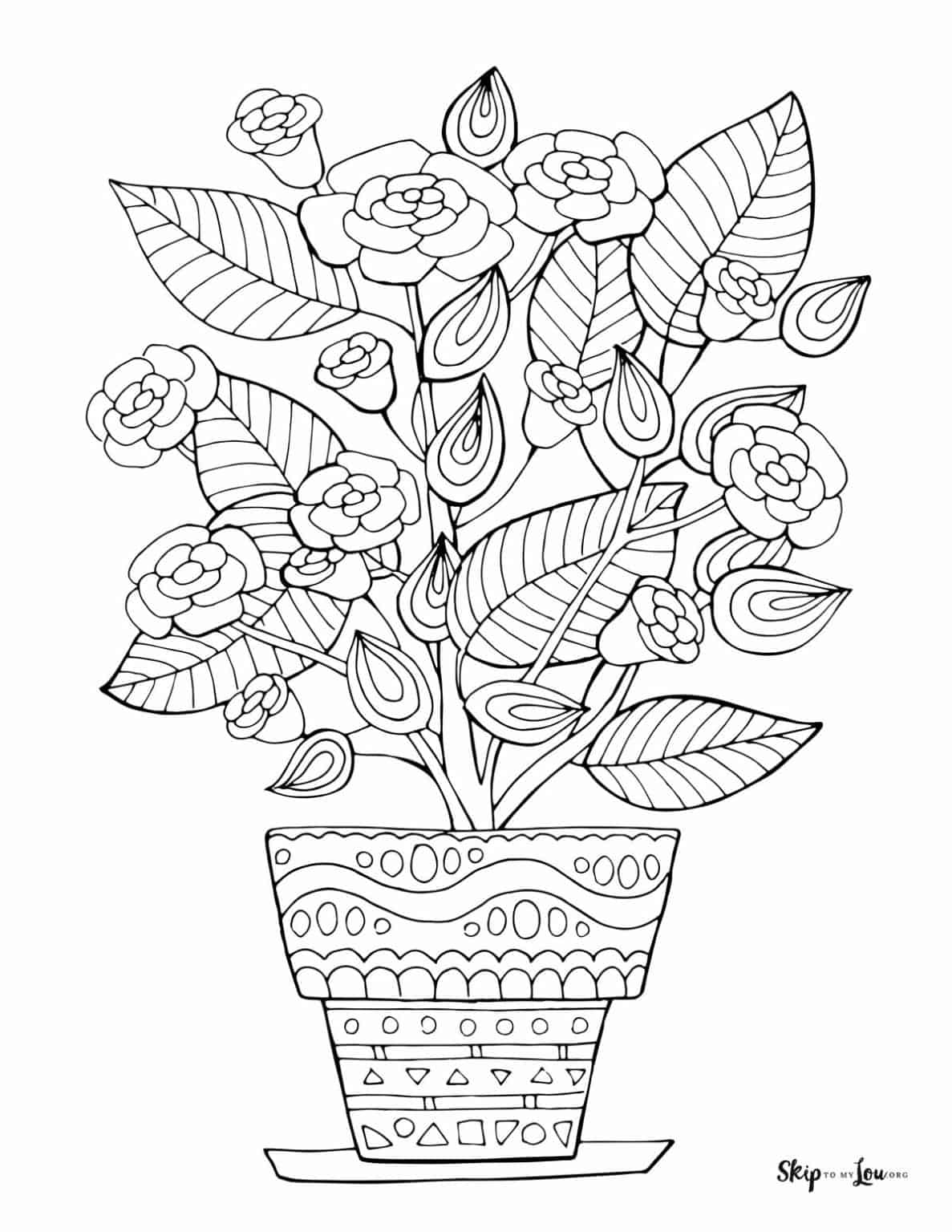 38 Flower Pot Coloring Pages Printable 19