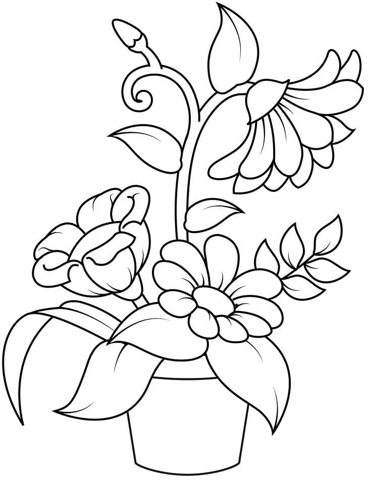 38 Flower Pot Coloring Pages Printable 34