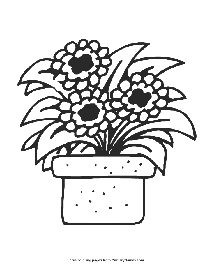 38 Flower Pot Coloring Pages Printable 6