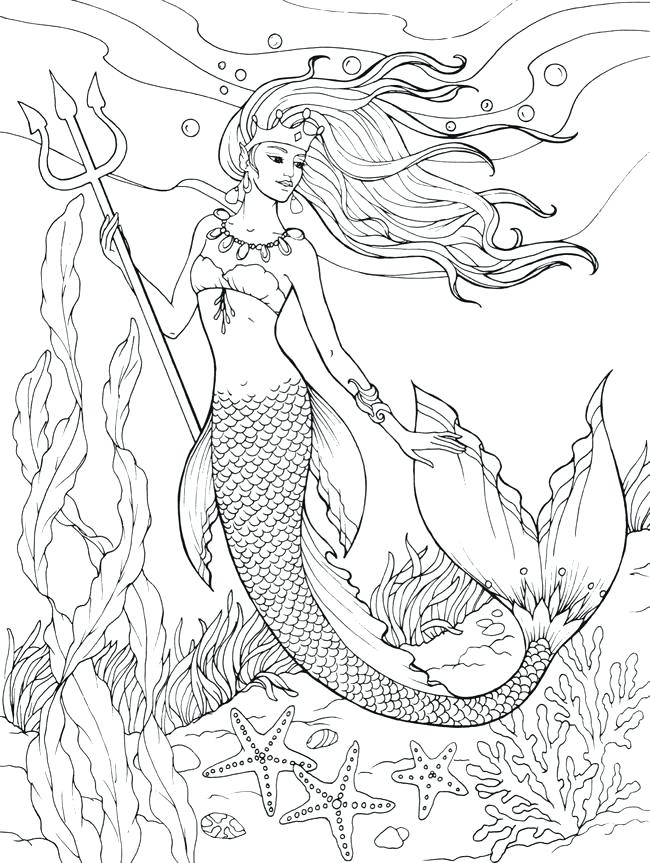 38 Realistic Mermaid Coloring Pages Printable 1