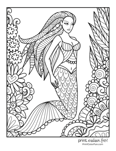 38 Realistic Mermaid Coloring Pages Printable 17