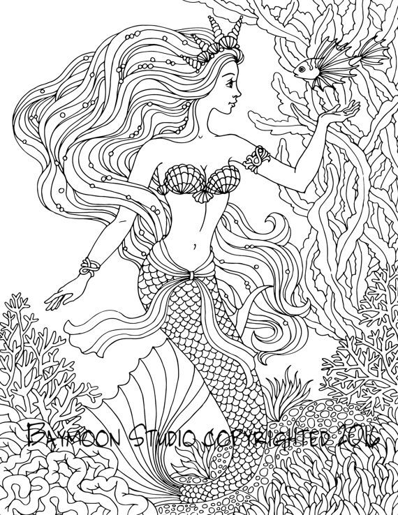 38 Realistic Mermaid Coloring Pages Printable 18