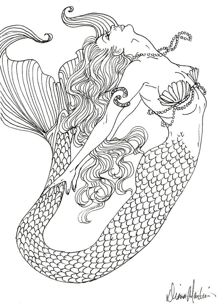 38 Realistic Mermaid Coloring Pages Printable 24