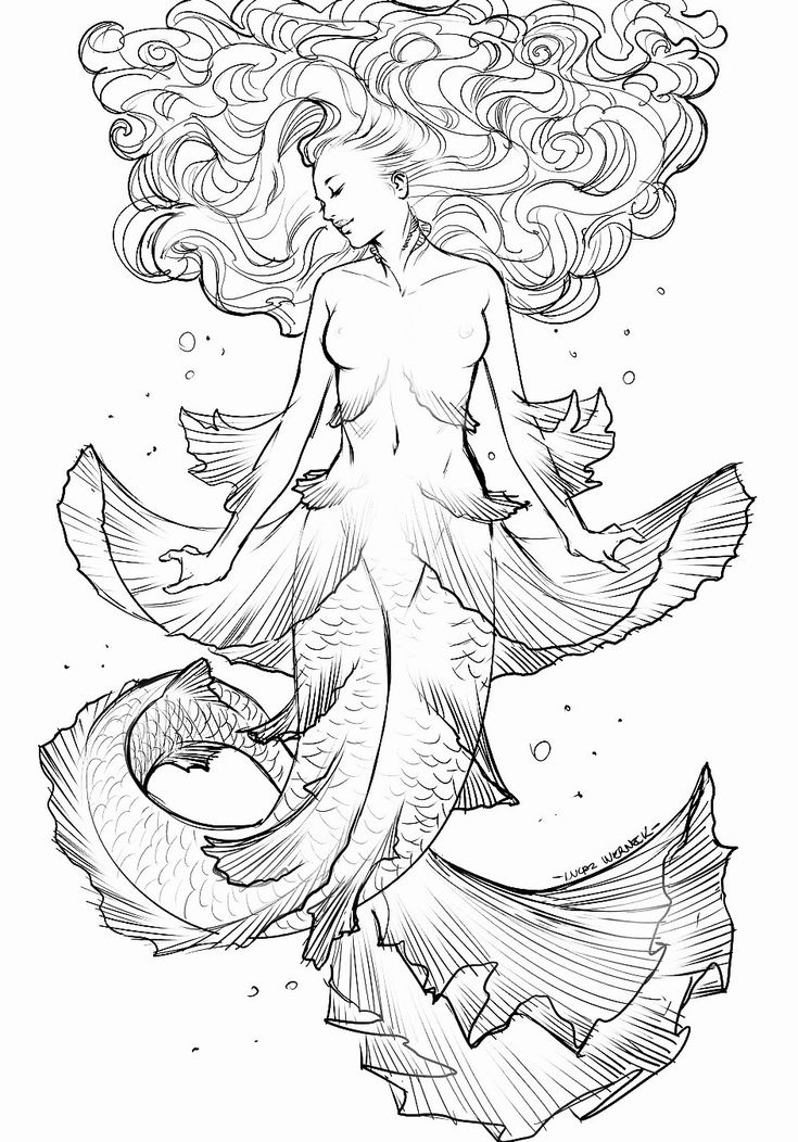 38 Realistic Mermaid Coloring Pages Printable 26