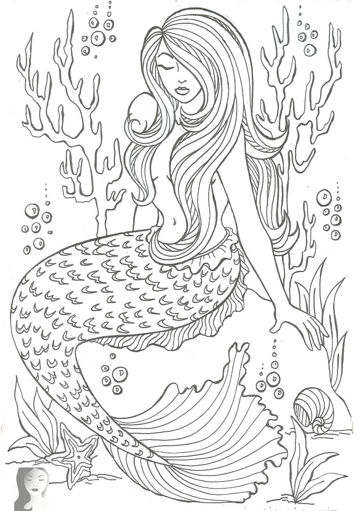 38 Realistic Mermaid Coloring Pages Printable 29