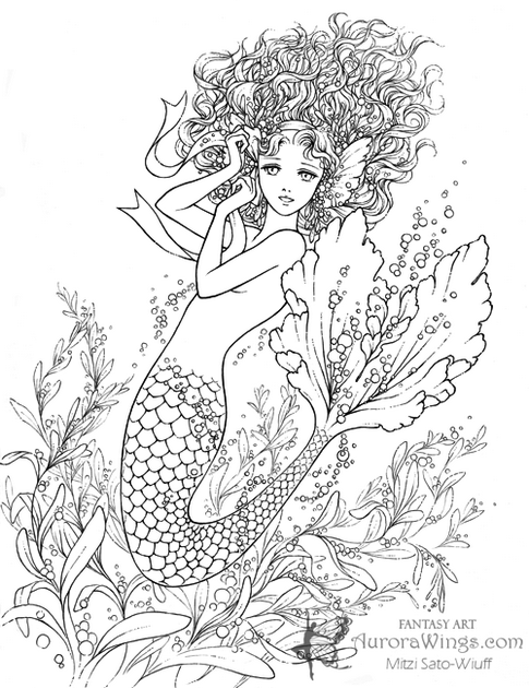 38 Realistic Mermaid Coloring Pages Printable 3