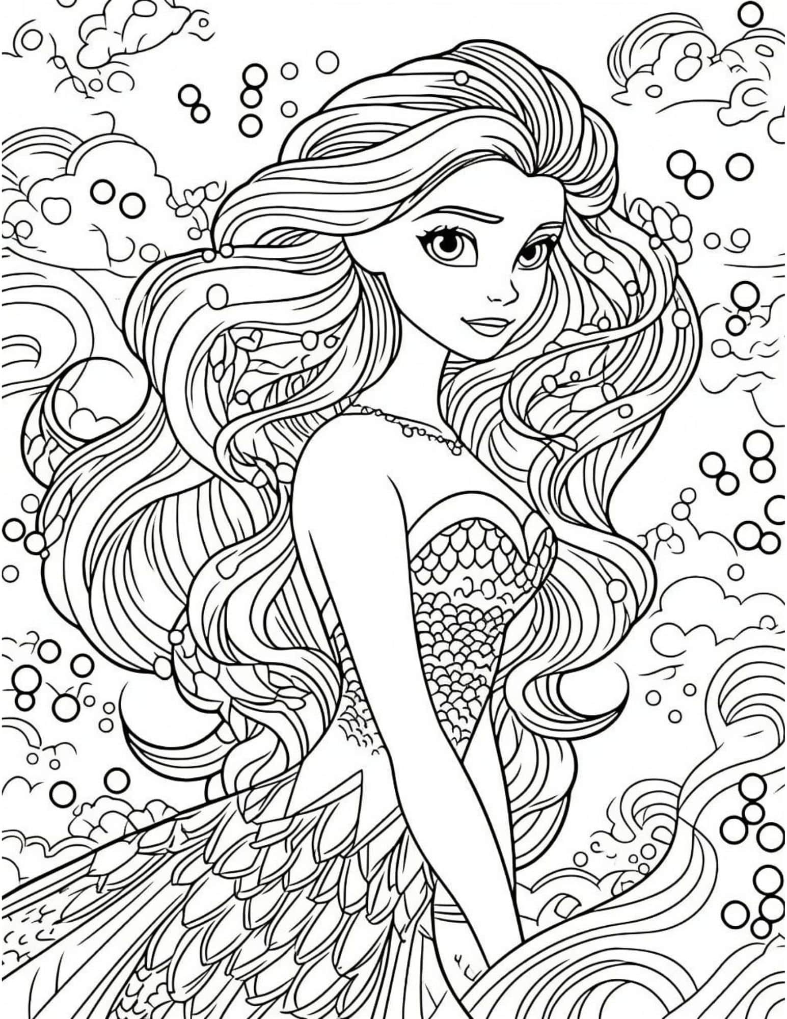 38 Realistic Mermaid Coloring Pages Printable 5