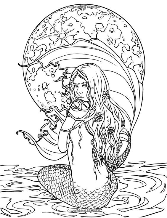 38 Realistic Mermaid Coloring Pages Printable 7