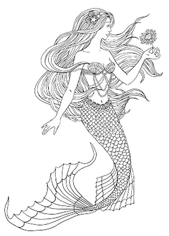 38 Realistic Mermaid Coloring Pages Printable 9