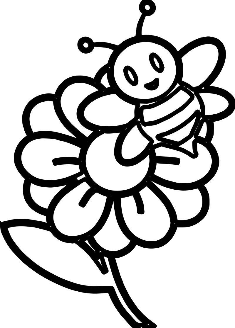 31 Flower and Bee Coloring Pages Printable Nature 14