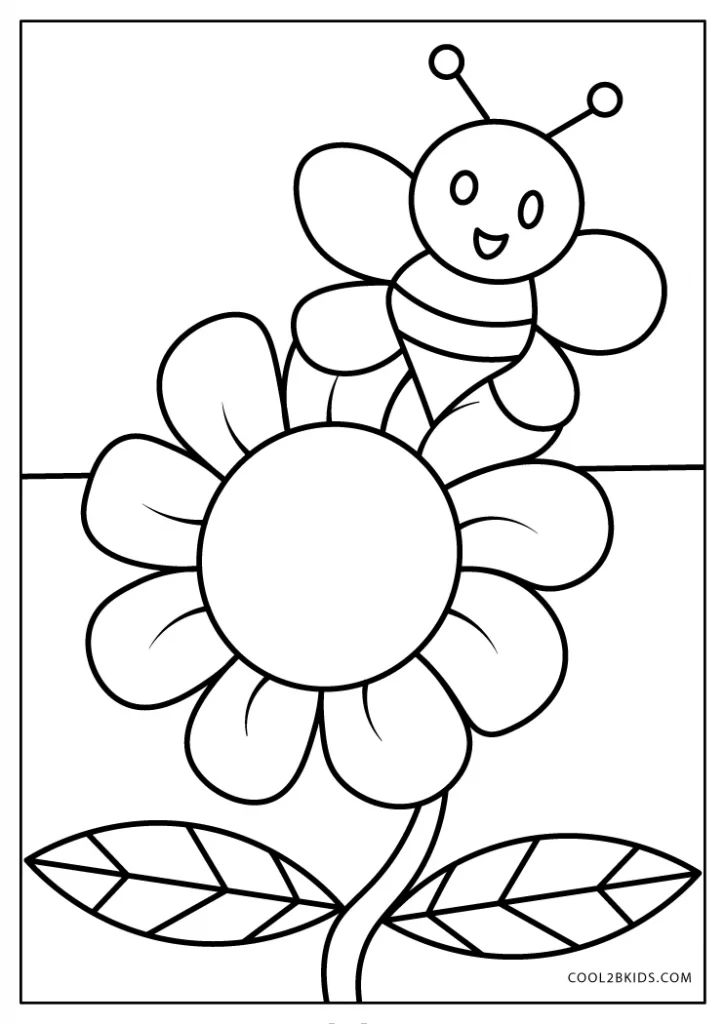 31 Flower and Bee Coloring Pages Printable Nature 4