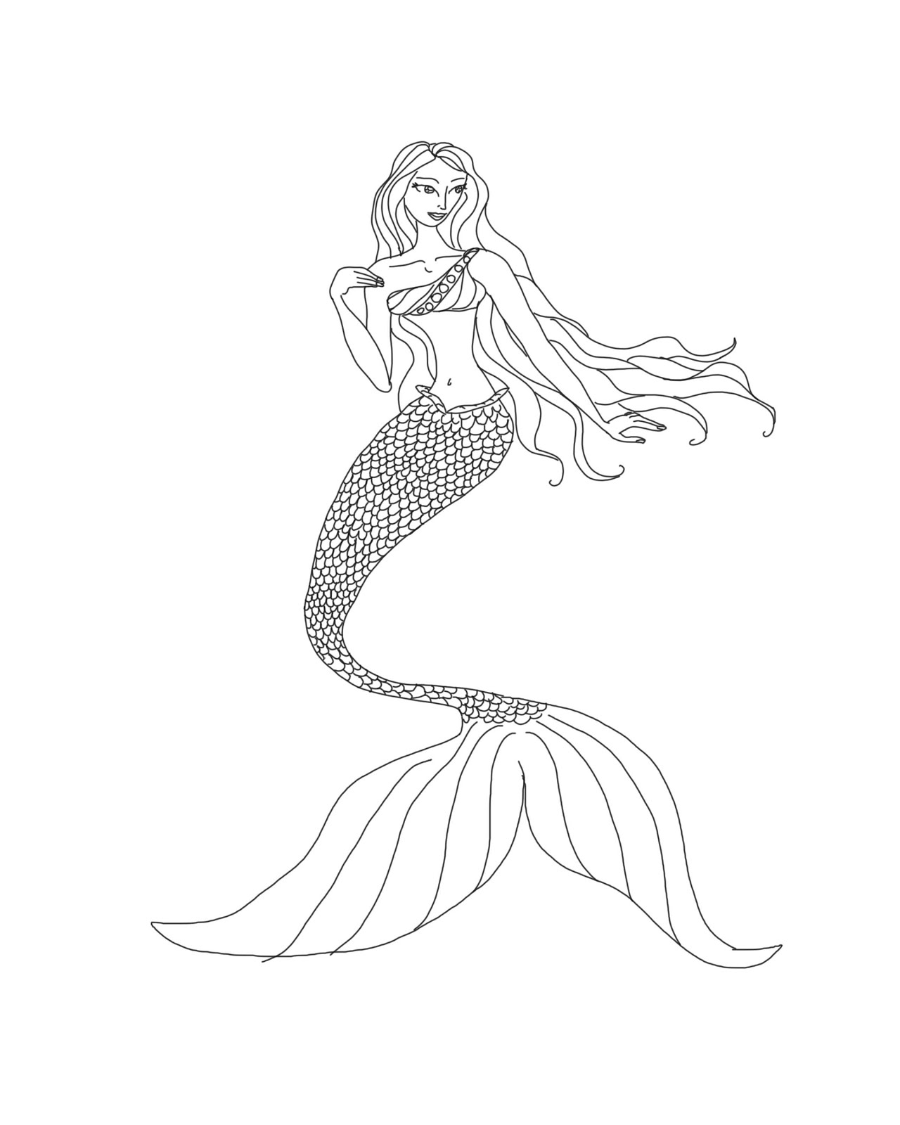 33 Real Mermaid Coloring Pages Printable 1