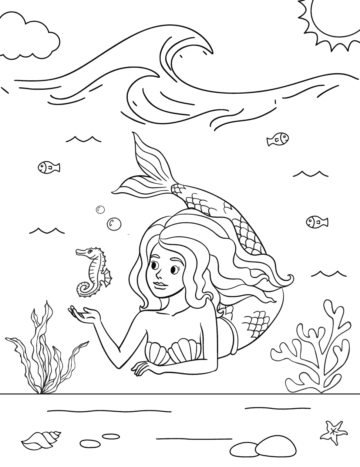 33 Real Mermaid Coloring Pages Printable 5