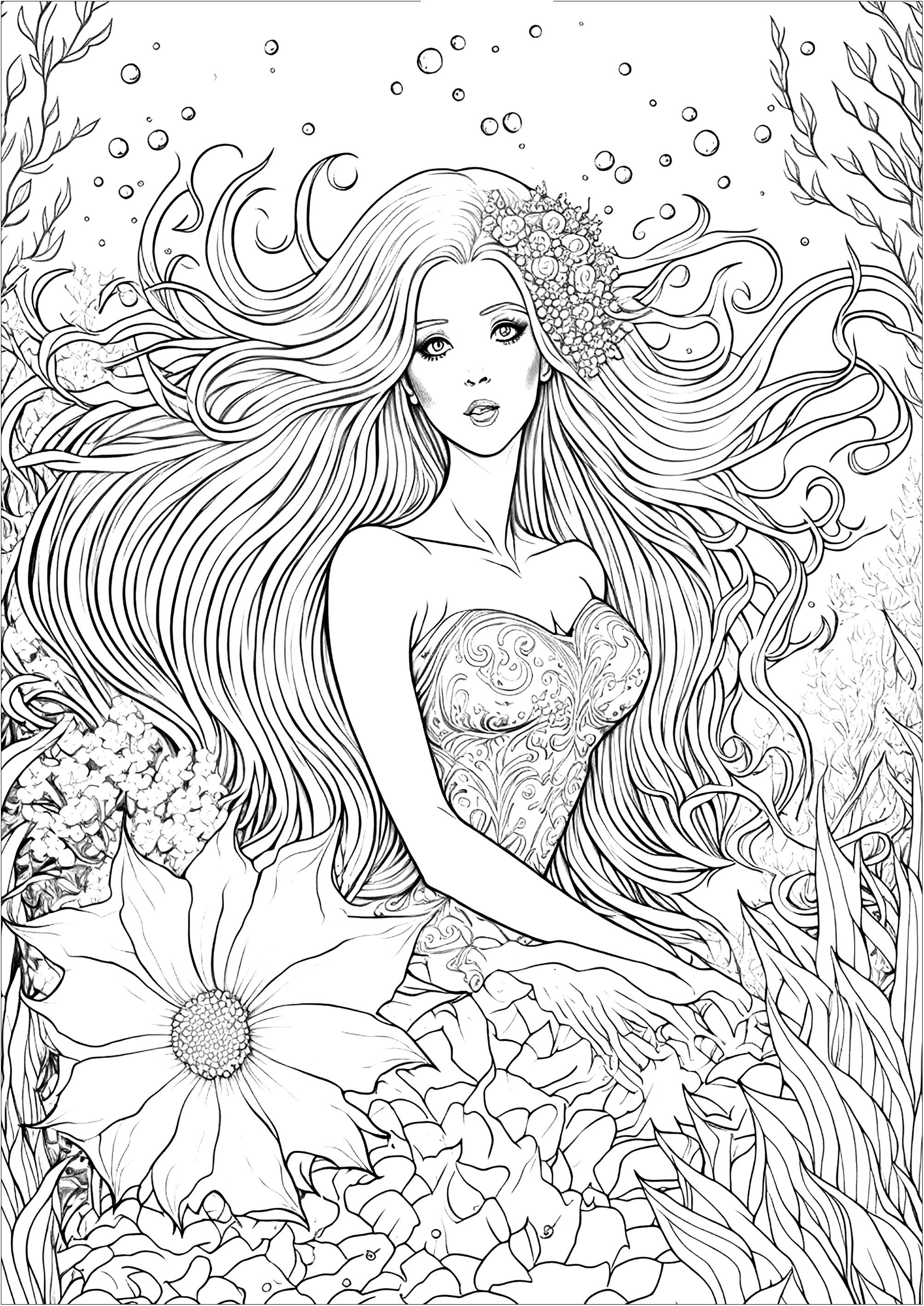 33 Real Mermaid Coloring Pages Printable 7