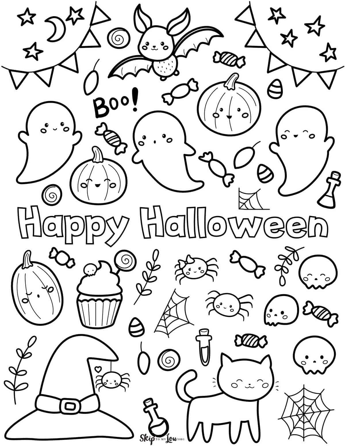 34 Kawaii Halloween Coloring Pages 1