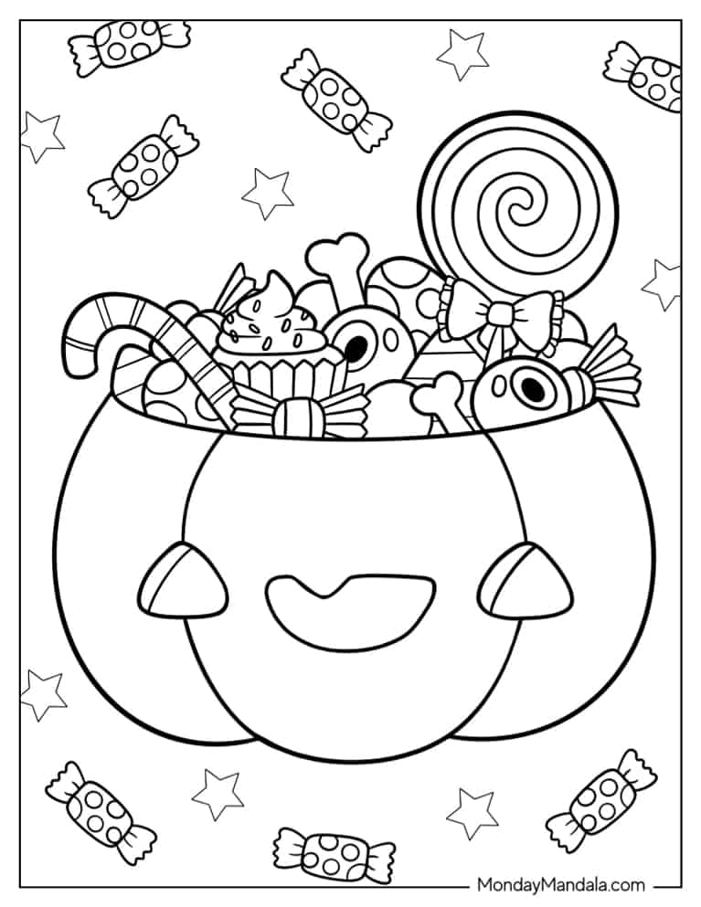 34 Kawaii Halloween Coloring Pages 19