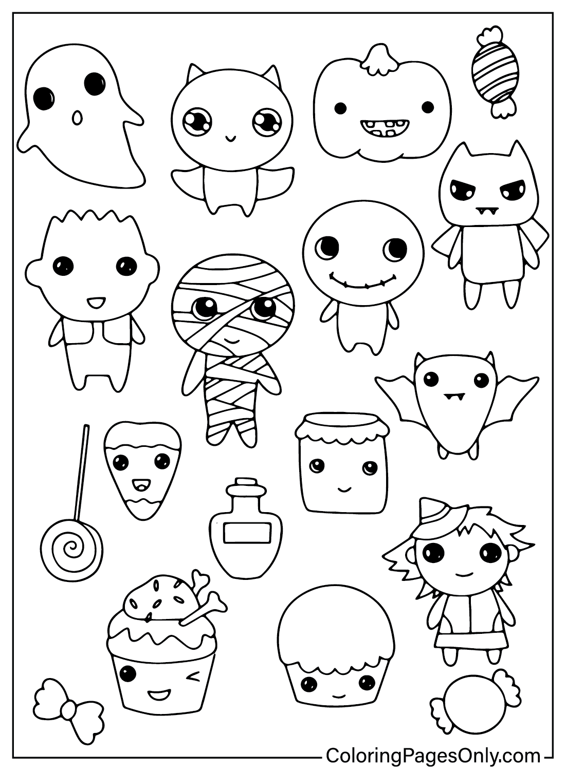 34 Kawaii Halloween Coloring Pages 3