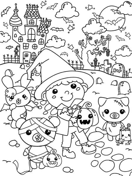 34 Kawaii Halloween Coloring Pages 6