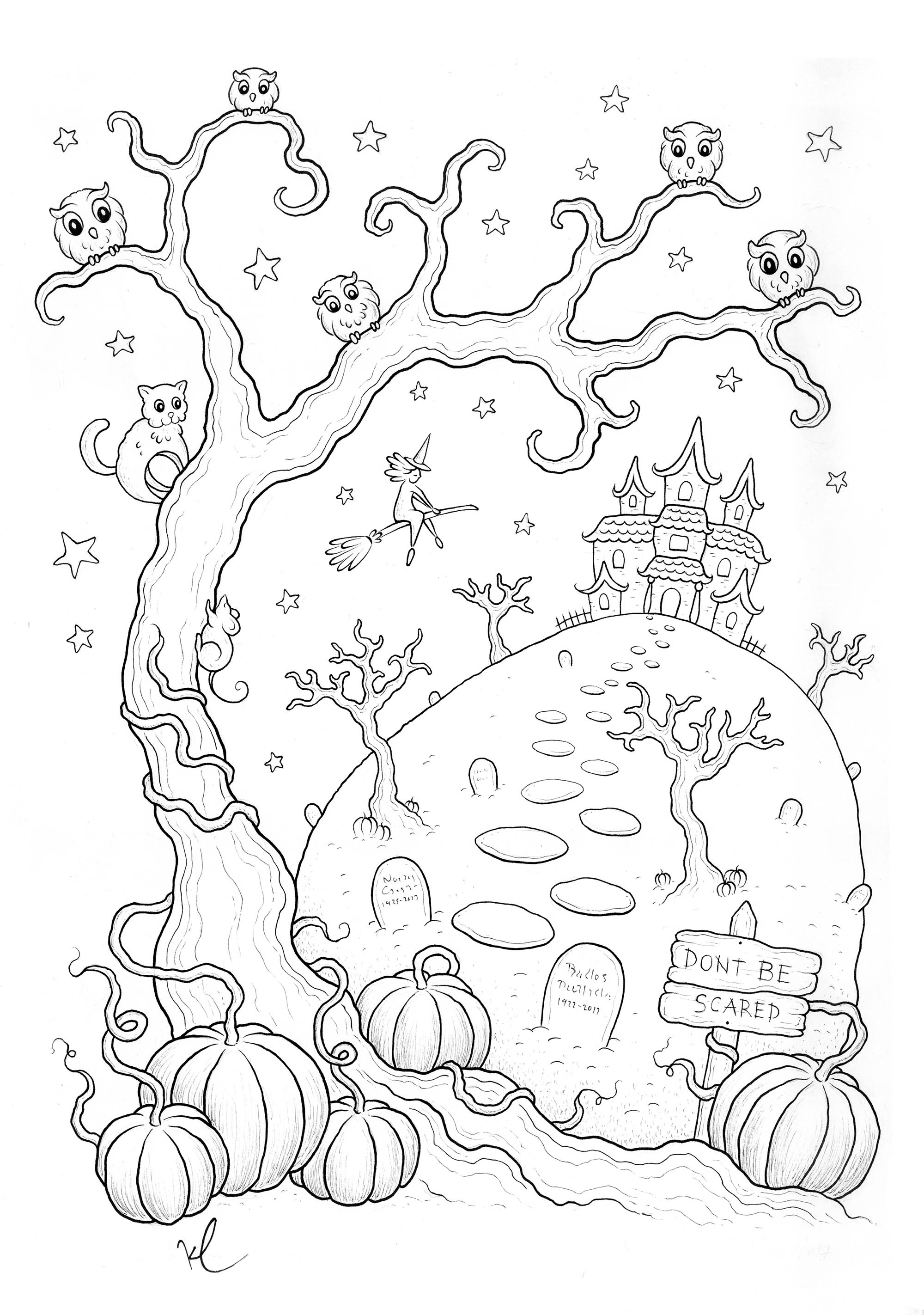 35 Cute Halloween Coloring Pages for Kids and Adults 13